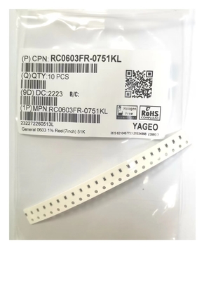 1.6mm Keramik substrat 0603 Chip Resistor 51KΩ Untuk Peralatan Rumah Tangga