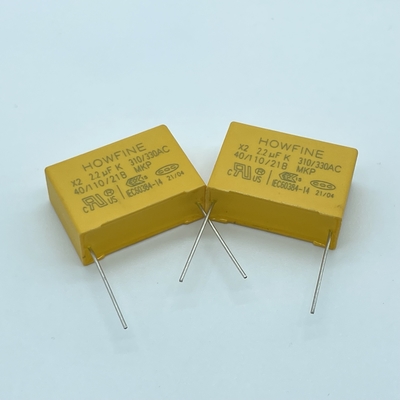 Kuning 225K/310V Metalized Polypropylene Film Capacitor Tahan Hujan