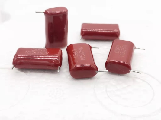 Panjang 4mm Red Metallized Polypropylene Film Capacitor CBB22 105J250V