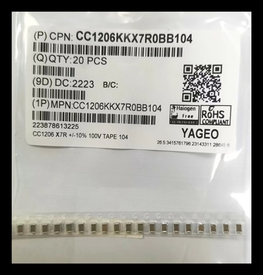 X7R 1206 Lapisan Kapasitor Keramik Multilayer MLCC 104K / 100V