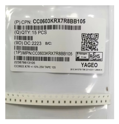 1.0uF SMD Multilayer Keramik Kapasitor MLCC 0603105K / 25V X7R