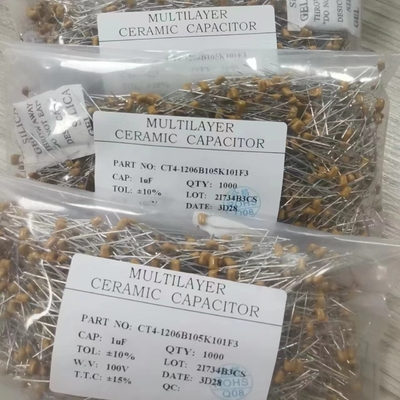 Monolitik Tahan Lama Tahan Api Kapasitor Keramik Tahan Korosi 105K 100V