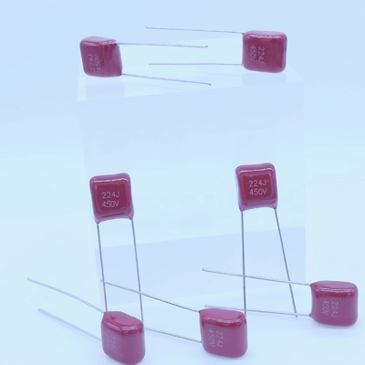 Red Metallized Polypropylene Film Kapasitor Kecil 220nF 450VDC