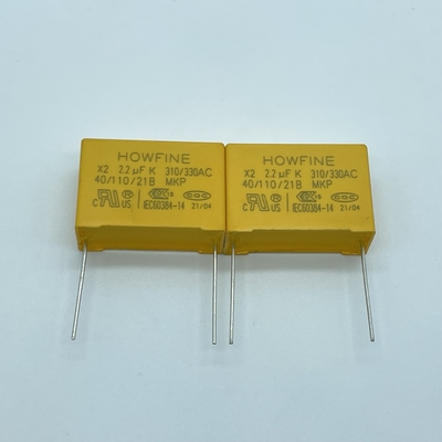 Kuning 225K/310V Metalized Polypropylene Film Capacitor Tahan Hujan